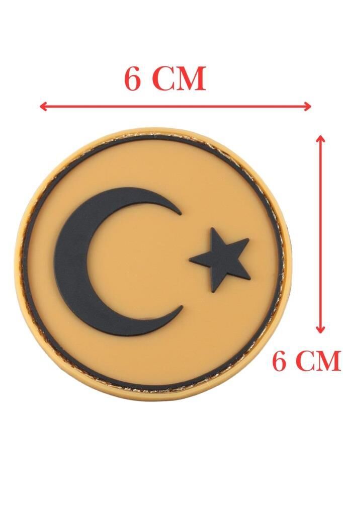 Single Sword Yuvarlak BAYRAK Plastik Patch - Peç BEJ