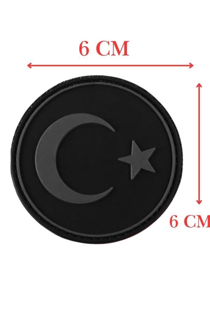 Single Sword Yuvarlak BAYRAK Plastik Patch - Peç SİYAH