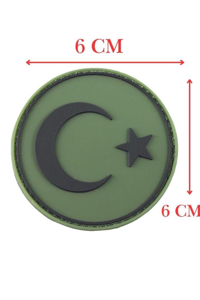 Single Sword Yuvarlak BAYRAK Plastik Patch - Peç HAKİ