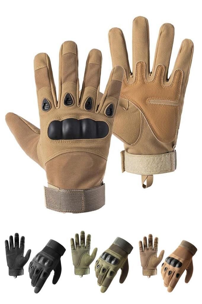 Single Sword Taktik Askeri Eldiven, Polis Eldiveni, Motosiklet ve Bisiklet Eldiveni XL - BEJ