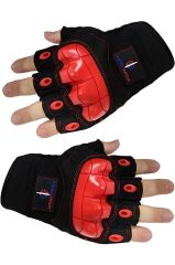 SS Yarım Parmak Destekli Motorcu Eldiveni-Bisiklet Eldiven- SİYAH - L