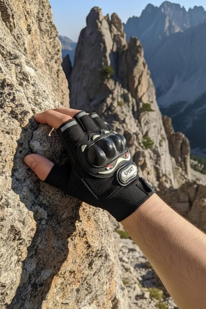 Unisex Korumalı Yarım Bisiklet Motorsiklet Eldiveni Parmaksız SİYAH - XL