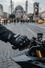 Unisex Korumalı Yarım Bisiklet Motorsiklet Eldiveni Parmaksız SİYAH - XL