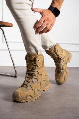 Single Sword Hakiki Deri Su Geçirmez Erkek&Kadın Taktik Askeri Kışlık Bot ve Postal SS603 BEJ - 46
