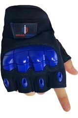 SS Yarım Parmak Destekli Motorcu Eldiveni-Bisiklet Eldiven- MAVİ - L