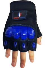 SS Yarım Parmak Destekli Motorcu Eldiveni-Bisiklet Eldiven- MAVİ - XL