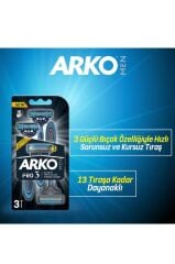 Arko T3 Pro 3 Bıçaklı Traş Bıçağı - 3 lü Paket