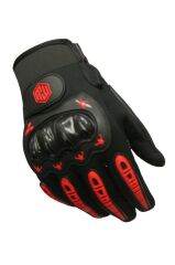 Uzun Dokunmatik Destekli Kaydırmaz ve Koruyucu Motorcu Eldiveni XL - KIRMIZI