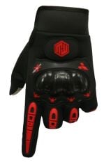 Uzun Dokunmatik Destekli Kaydırmaz ve Koruyucu Motorcu Eldiveni XL - KIRMIZI