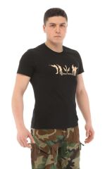 Single Sword Bisiklet Yaka Kısa Kollu Baskılı Kadın&Erkek T-Shirt SİYAH - S