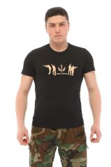 Single Sword Bisiklet Yaka Kısa Kollu Baskılı Kadın&Erkek T-Shirt SİYAH - S