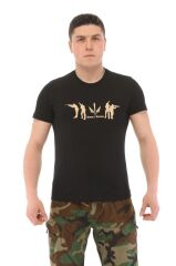 Single Sword Bisiklet Yaka Kısa Kollu Baskılı Kadın&Erkek T-Shirt SİYAH - XL