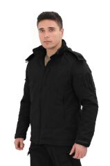 Single Sword Su&Rüzgâr Geçirmez Kapüşonlu Softshell Kışlık Erkek Mont