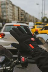 Tam Parmak Dokunmatik Özellikli Motosiklet Ve Bisiklet Eldiveni, Sporcu, Ağırlık Eldiveni SİYAH - M