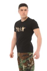 Single Sword Bisiklet Yaka Kısa Kollu Baskılı Kadın&Erkek T-Shirt SİYAH - 2XL