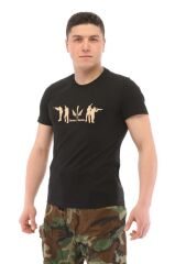 Single Sword Bisiklet Yaka Kısa Kollu Baskılı Kadın&Erkek T-Shirt SİYAH - 2XL