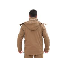 Single Sword Su&Rüzgâr Geçirmez Kapüşonlu Softshell Kışlık Erkek Mont BEJ - L