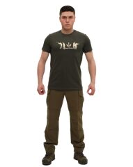 Single Sword Bisiklet Yaka Kısa Kollu Baskılı Kadın&Erkek T-Shirt HAKİ - L