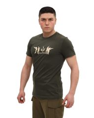 Single Sword Bisiklet Yaka Kısa Kollu Baskılı Kadın&Erkek T-Shirt HAKİ - XL