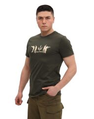Single Sword Bisiklet Yaka Kısa Kollu Baskılı Kadın&Erkek T-Shirt HAKİ - XL
