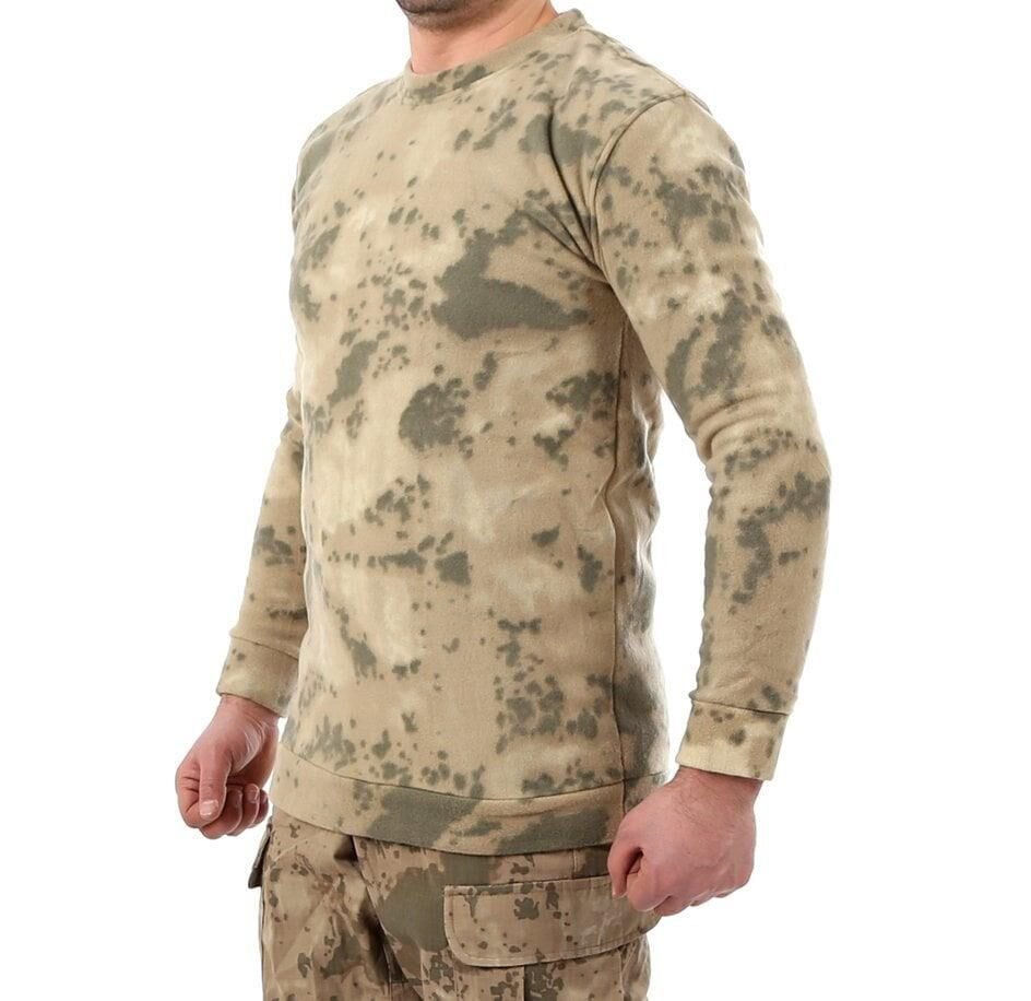 Single Sword Kamuflaj Desen Erkek Kışlık Polar Kazak JAN - 2XL