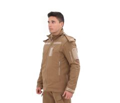 Single Sword Su&Rüzgâr Geçirmez Kapüşonlu Softshell Kışlık Erkek Mont BEJ - 3XL