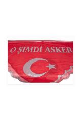 Single Sword ''O Şimdi Asker'' Yazılı Kırmızı Asker Şalı