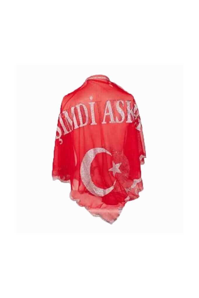 Single Sword ''O Şimdi Asker'' Yazılı Kırmızı Asker Şalı