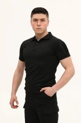 Single Sword Kısa Kollu Taktik  Polo Yaka Tişört SİYAH - M