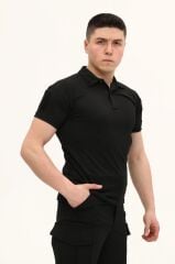 Single Sword Kısa Kollu Taktik  Polo Yaka Tişört SİYAH - XL