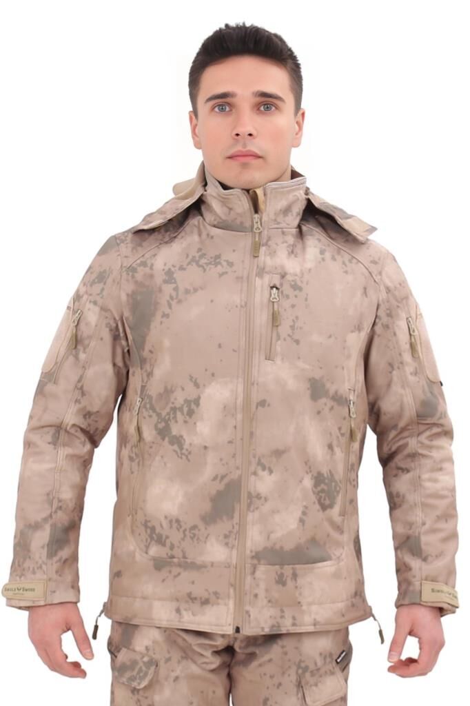Single Sword Su&Rüzgâr Geçirmez Kapüşonlu Softshell Kışlık Erkek Mont JAN - L