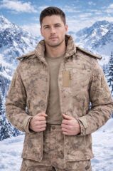 Single Sword Su&Rüzgâr Geçirmez Kapüşonlu Softshell Kışlık Erkek Mont JAN - L