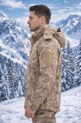 Single Sword Su&Rüzgâr Geçirmez Kapüşonlu Softshell Kışlık Erkek Mont JAN - L
