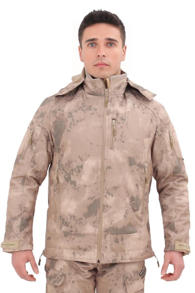 Single Sword Su&Rüzgâr Geçirmez Kapüşonlu Softshell Kışlık Erkek Mont JAN - L