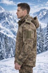 Single Sword Su&Rüzgâr Geçirmez Kapüşonlu Softshell Kışlık Erkek Mont ATACS - 3XL