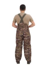 Single Sword Outdoor Softshell Su Geçirmez Kışlık Erkek Pantolon (Salopet Askılı), Kamuflaj Renk MULTİCAM - S