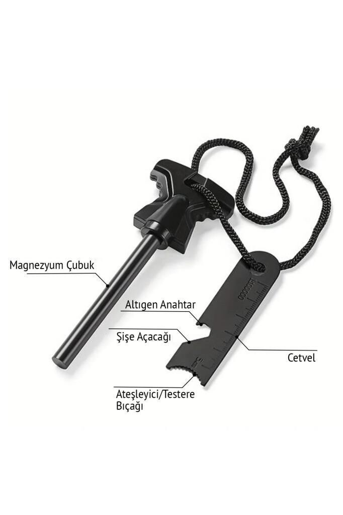 Single Sword Magnezyum Çubuğu - Pusulalı, Düdüklü Cetvelli Ateş Başlatıcı