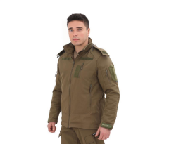 Single Sword Su&Rüzgâr Geçirmez Kapüşonlu Softshell Kışlık Erkek Mont HAKİ - 2XL
