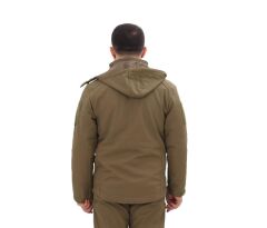 Single Sword Su&Rüzgâr Geçirmez Kapüşonlu Softshell Kışlık Erkek Mont HAKİ - 2XL