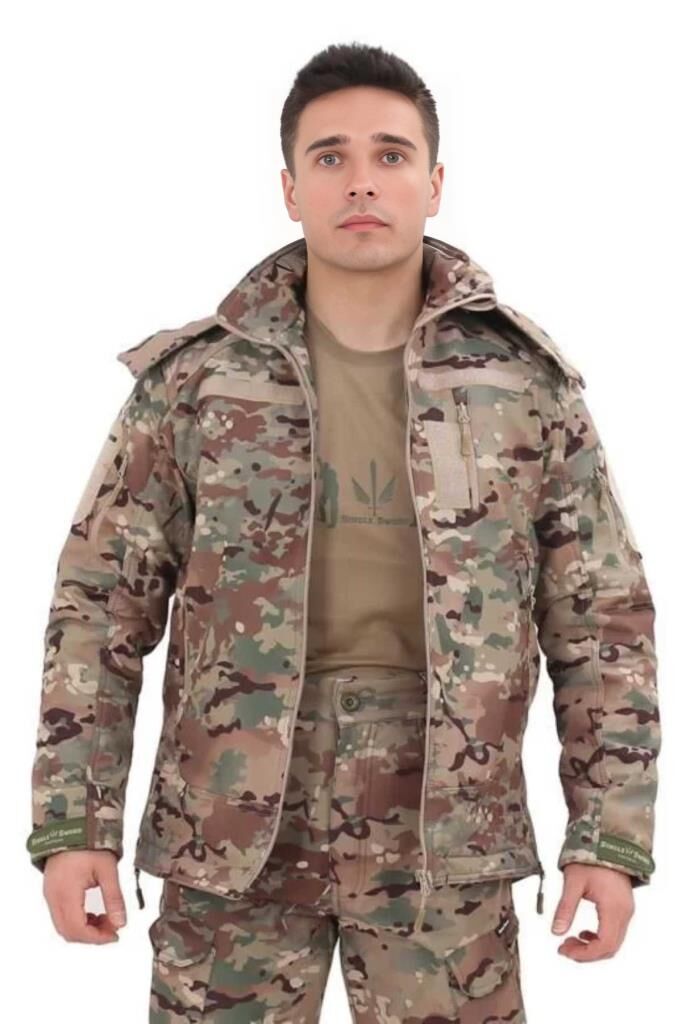 Single Sword Su&Rüzgâr Geçirmez Kapüşonlu Softshell Kışlık Erkek Mont MULTİCAM - M