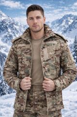 Single Sword Su&Rüzgâr Geçirmez Kapüşonlu Softshell Kışlık Erkek Mont MULTİCAM - XL