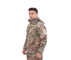 Single Sword Su&Rüzgâr Geçirmez Kapüşonlu Softshell Kışlık Erkek Mont MULTİCAM - 3XL