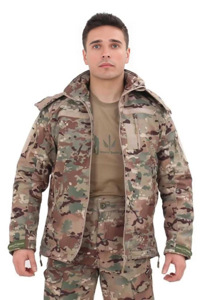 Single Sword Su&Rüzgâr Geçirmez Kapüşonlu Softshell Kışlık Erkek Mont MULTİCAM - 3XL
