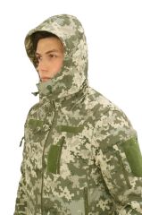 Single Sword Su&Rüzgâr Geçirmez Kapüşonlu Softshell Kışlık Erkek Mont PİKSEL - XL