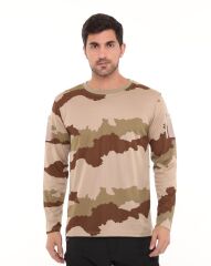 Single Sword Bisiklet Yaka Kamuflaj Desen Pamuklu Erkek T-Shirt