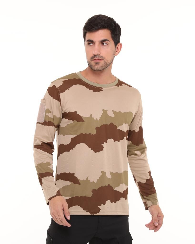 Single Sword Bisiklet Yaka Kamuflaj Desen Pamuklu Erkek T-Shirt