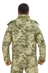 Single Sword Su&Rüzgâr Geçirmez Kapüşonlu Softshell Kışlık Erkek Mont PİKSEL - 3XL