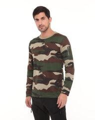 Single Sword Bisiklet Yaka Kamuflaj Desen Pamuklu Erkek T-Shirt USA - L