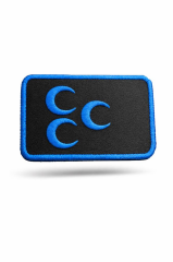 Single Sword Nakış Patch - Üç Hilal Peç SİYAH-MAVİ