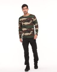 Single Sword Bisiklet Yaka Kamuflaj Desen Pamuklu Erkek T-Shirt USA - 2XL